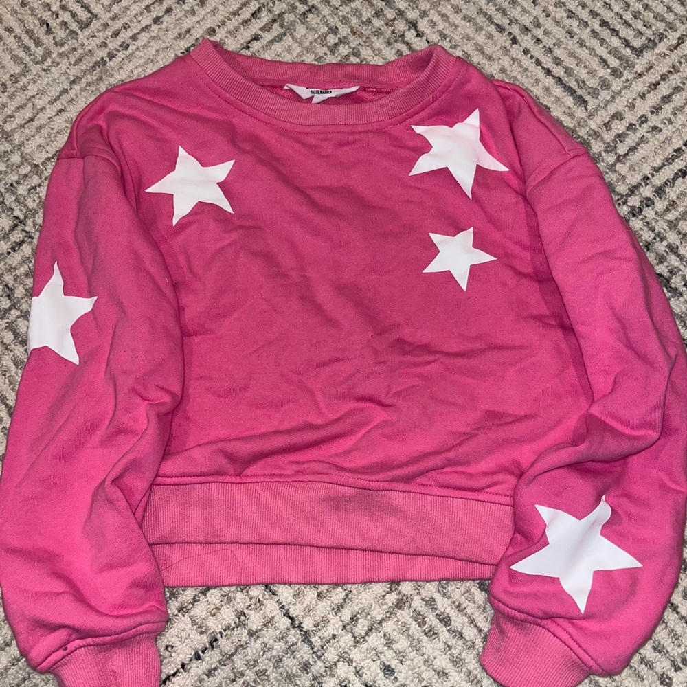 NWOT BB Dakota pink with white stars cropped sweatshirt